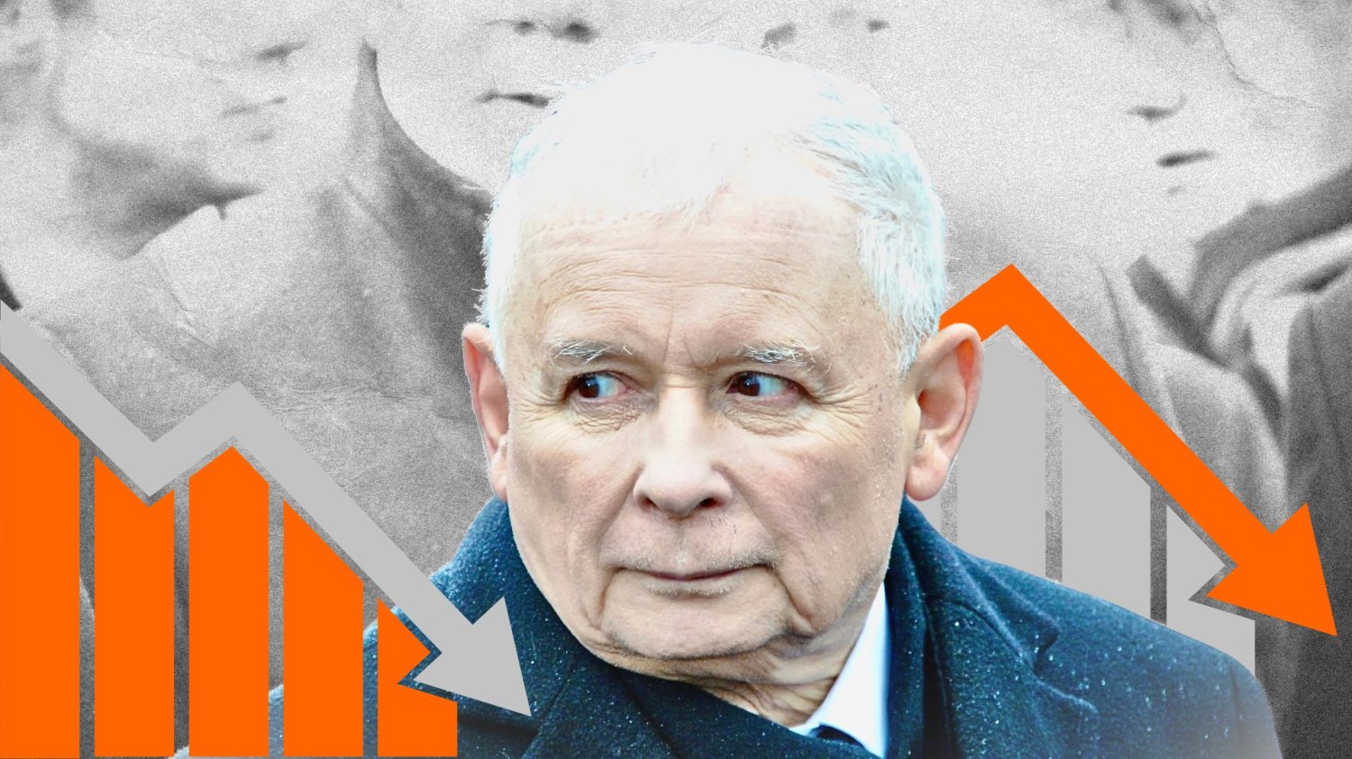PiS traci w sondażach. Szef IBRIS: "Właściwie sam sobie to zafundował". Prezes PiS Jarosław Kaczyński. W tle słupki nowych sondaży.