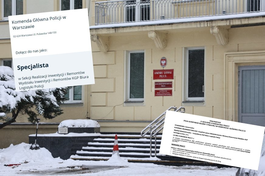 Komenda Główna Policji w Warszawie poszukuje dwóch osób na nowe stanowiska.