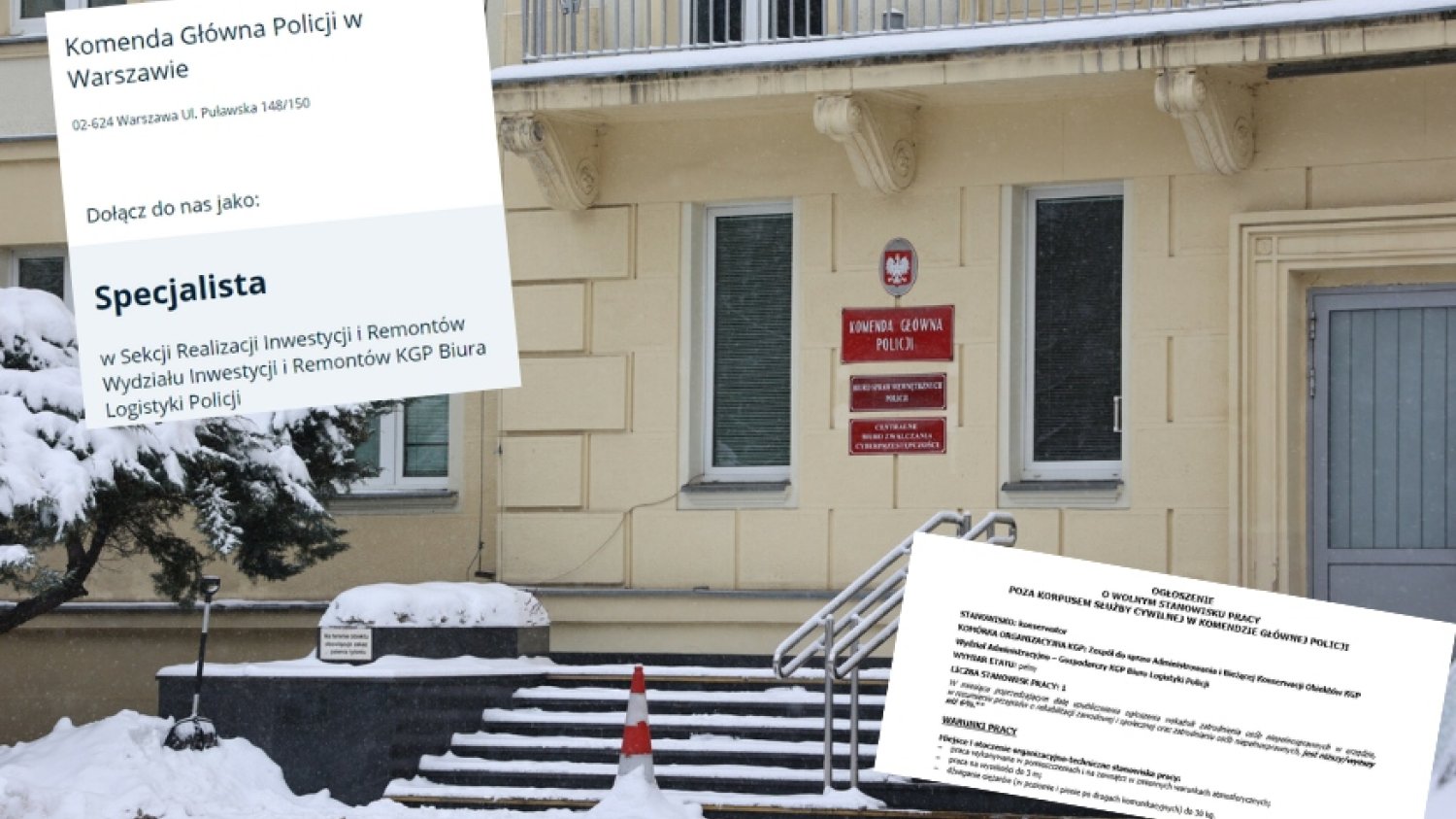 Komenda Główna Policji w Warszawie poszukuje dwóch osób na nowe stanowiska.