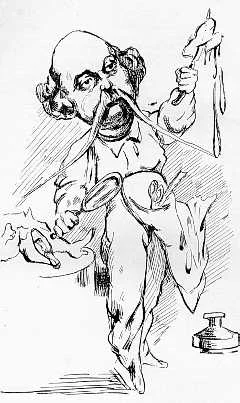 Flaubert preparuje Madame Bovary. Karykatura autorstwa A. Lemota, 1869