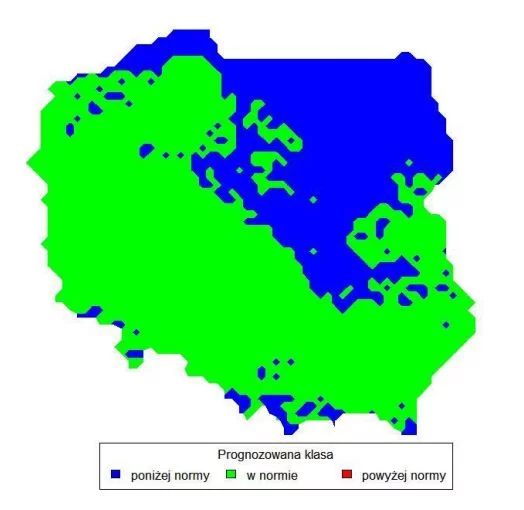 Najbardziej prawdopodobna klasa średniej temperatury powietrza w styczniu 2020 r.