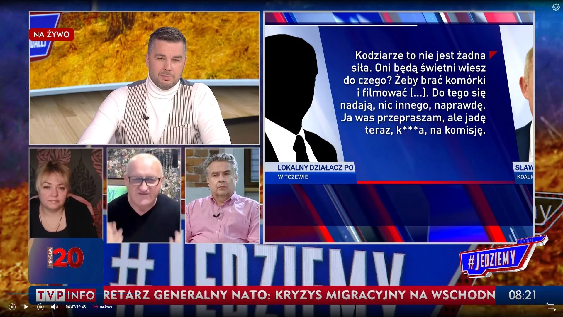 Goście programu TVP Info dyskutowali m.in. o Komitecie Obrony Demokracji i happeningu członków Ogólnopolskiego Strajku Kobiet.