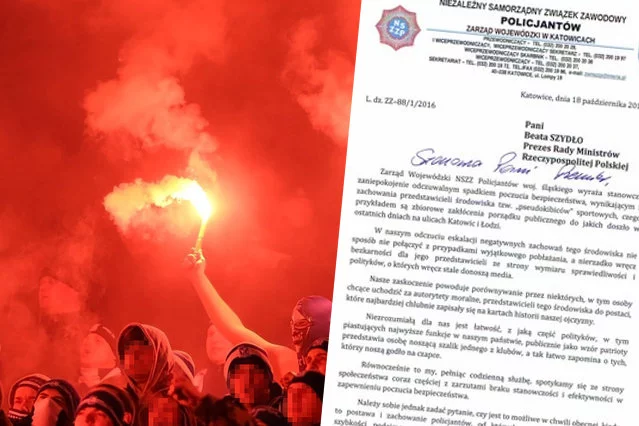 Policjanci nie zgadzają się na to, żeby politycy przymykali oczy na wybryki kiboli i chuliganów.