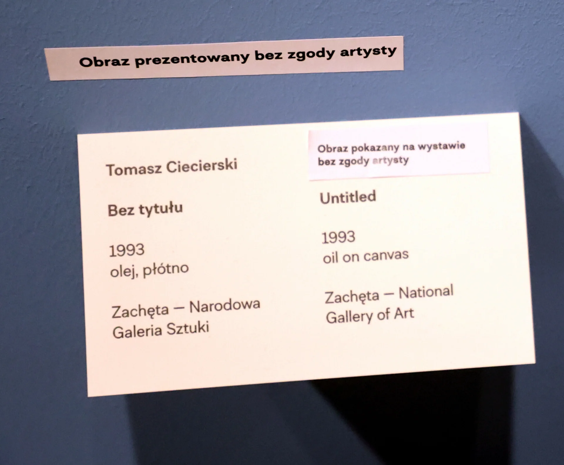 Pejzaż malarstwa polskiego zachęta warszawa protest artystów wilhelm sasnal opinie