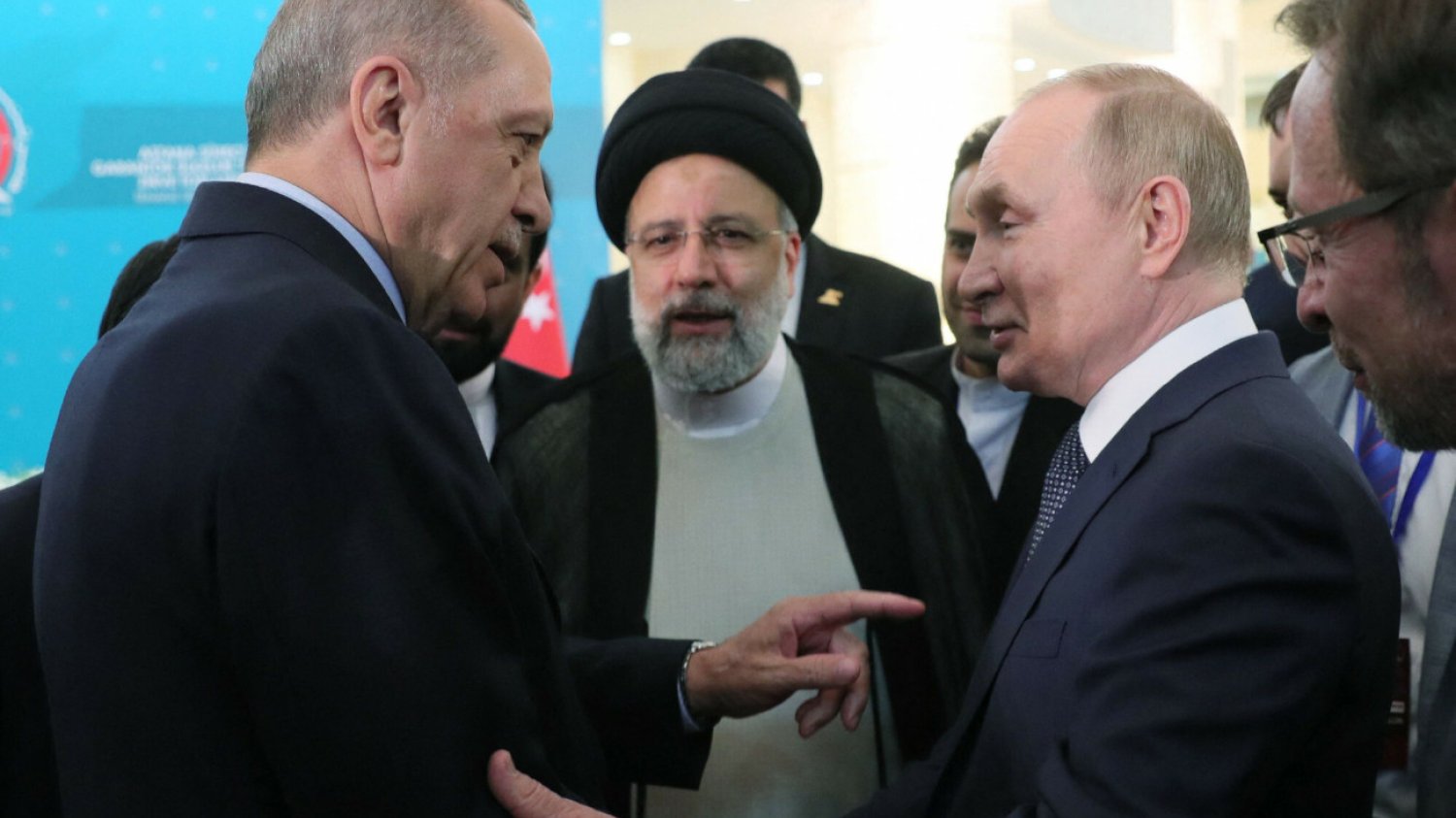 putin tureckie drony Erdogan, Raisi, Putin