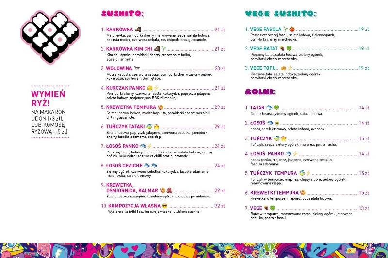 Menu restauracji OM NOM NOM Sushito.