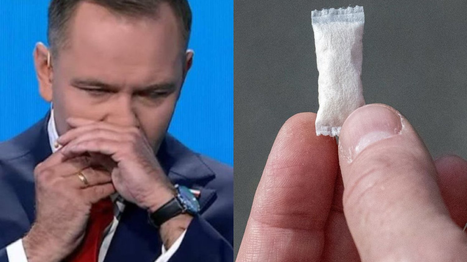 Karol Nawrocki podczas debaty z Trzaskowskim wspomagał się tzw. white snusem, czyli saszetkami nikotynowymi Karol Nawrocki podczas debaty z Trzaskowskim wspomagał się tzw. white snusem, czyli saszetkami nikotynowymi