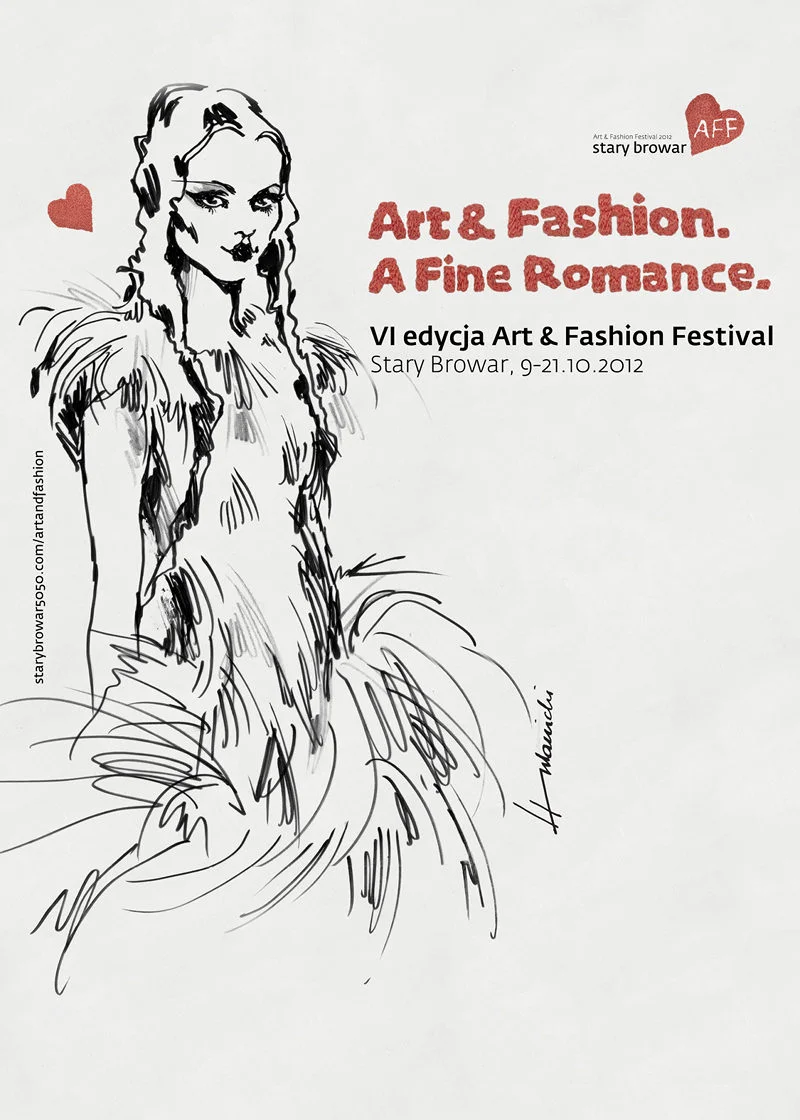 Motyw graficzny VI edycji Art & Fashion Festival z ilustracją projektu Barbary Hulanicki.