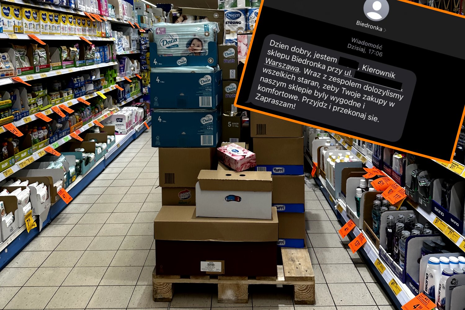 Biedronka wysyła SMS-y od kierowniczki sklepu.