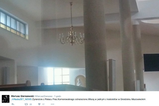 Żyrandole z Pałacu Prezydenckiego wiszą teraz w kościele