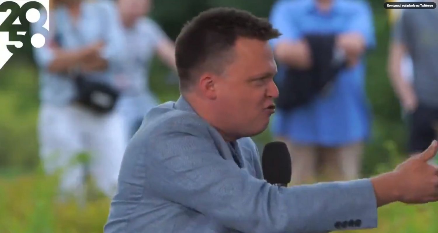 Sprzeczka Szymona Hołowni z uczestniczką spotkania w Łomży.