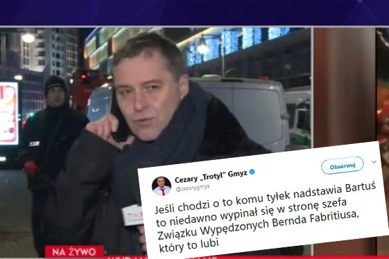 Korespondent TVP w Berlinie Cezary Gmyz nie przepada za Bartoszem Wielińskim z "Gazety Wyborczej". Ale to, co napisał o nim na Twitterze, przekracza granice dobrego smaku.