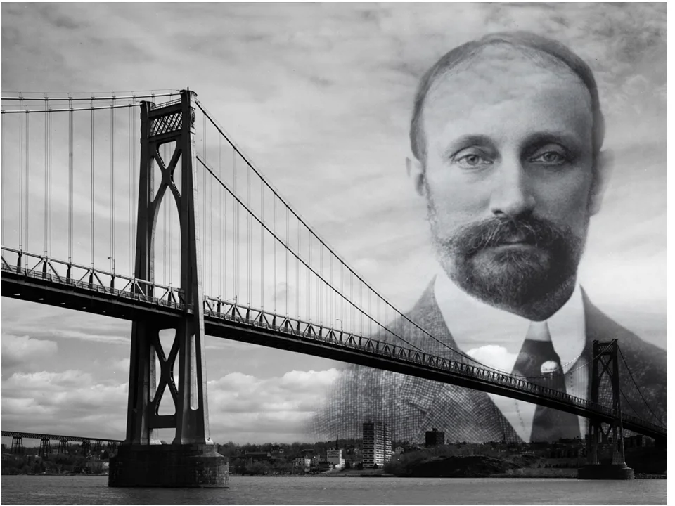 Ralph Modjeski i jeden z jego słynnych mostów.