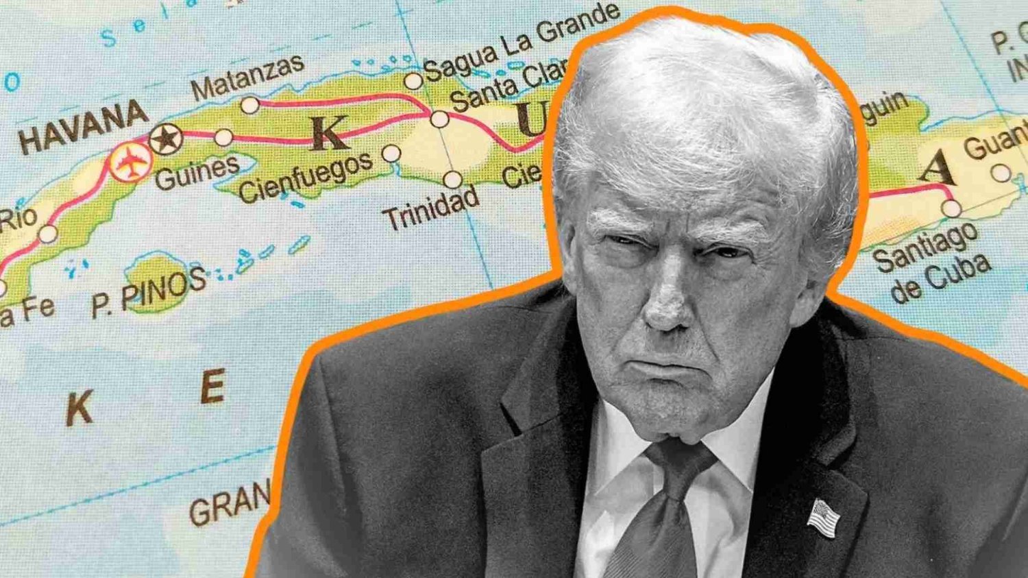 Donald Trump na tle mapy Kuby