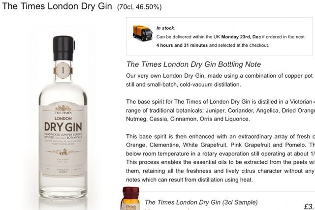 "The Times" poleca sygnowany swoim tytułem gin