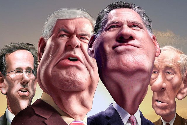 Santorum, Gingrich, Romney, Paul - Republikanie okiem karykaturzysty
