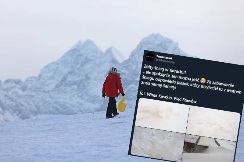 Na południu Polski spadł żółty śnieg.