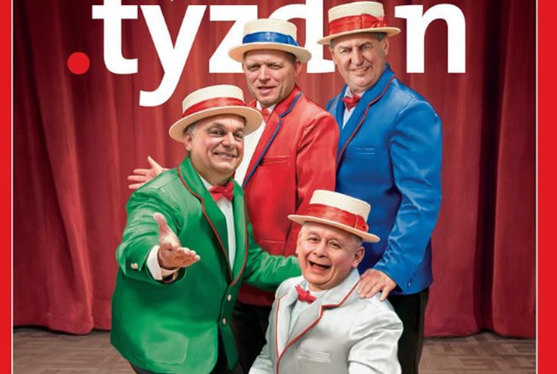 Prezes Jarosław Kaczyński i inni przywódczy Grupy Wyszehradzkiej na okładce słowackiego tygodnika Tyzden