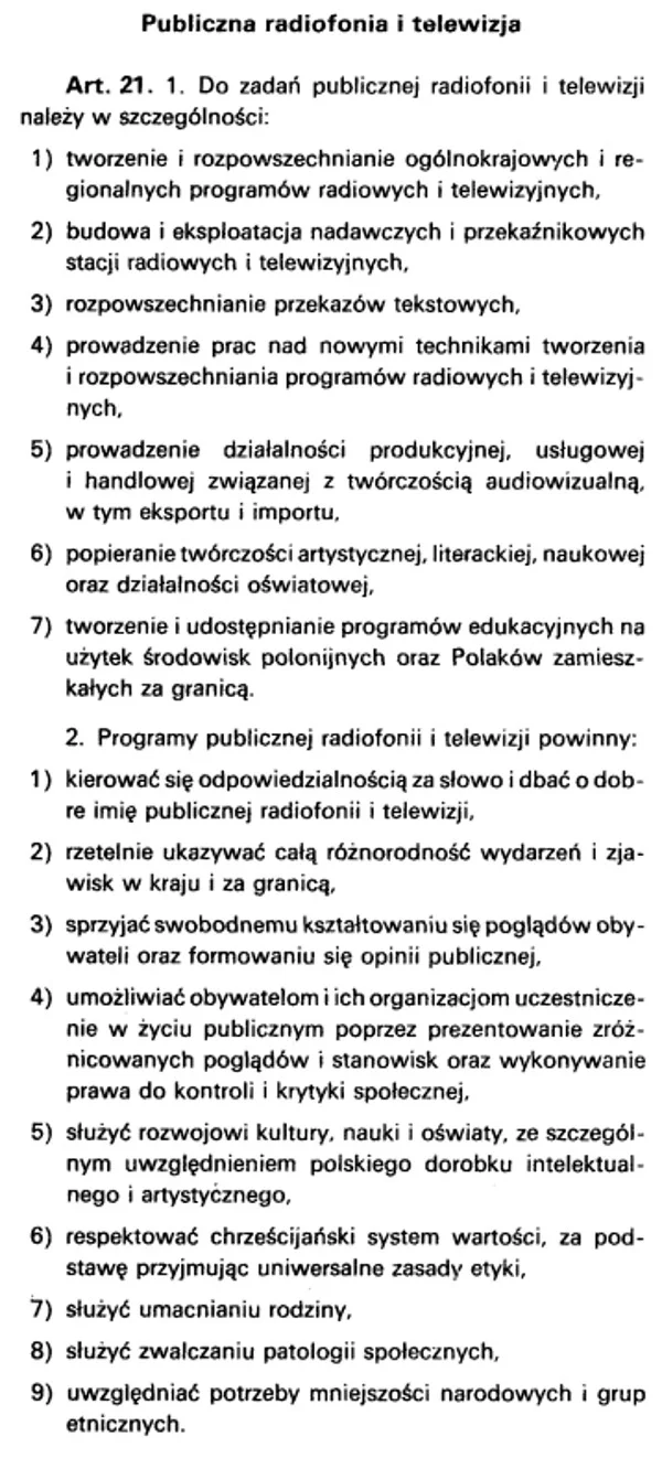 Oto zadania, jakie na media publiczne, nakłada ustawa o radiofonii i telewizji.