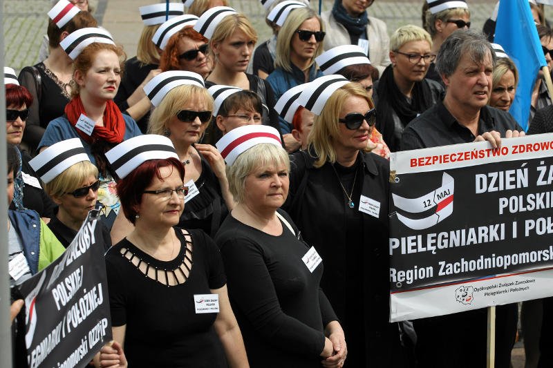 Strajkujące pielęgniarki.