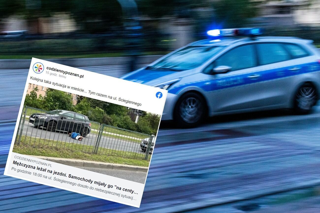 Pijany mężczyzna leżał na środku drogi.