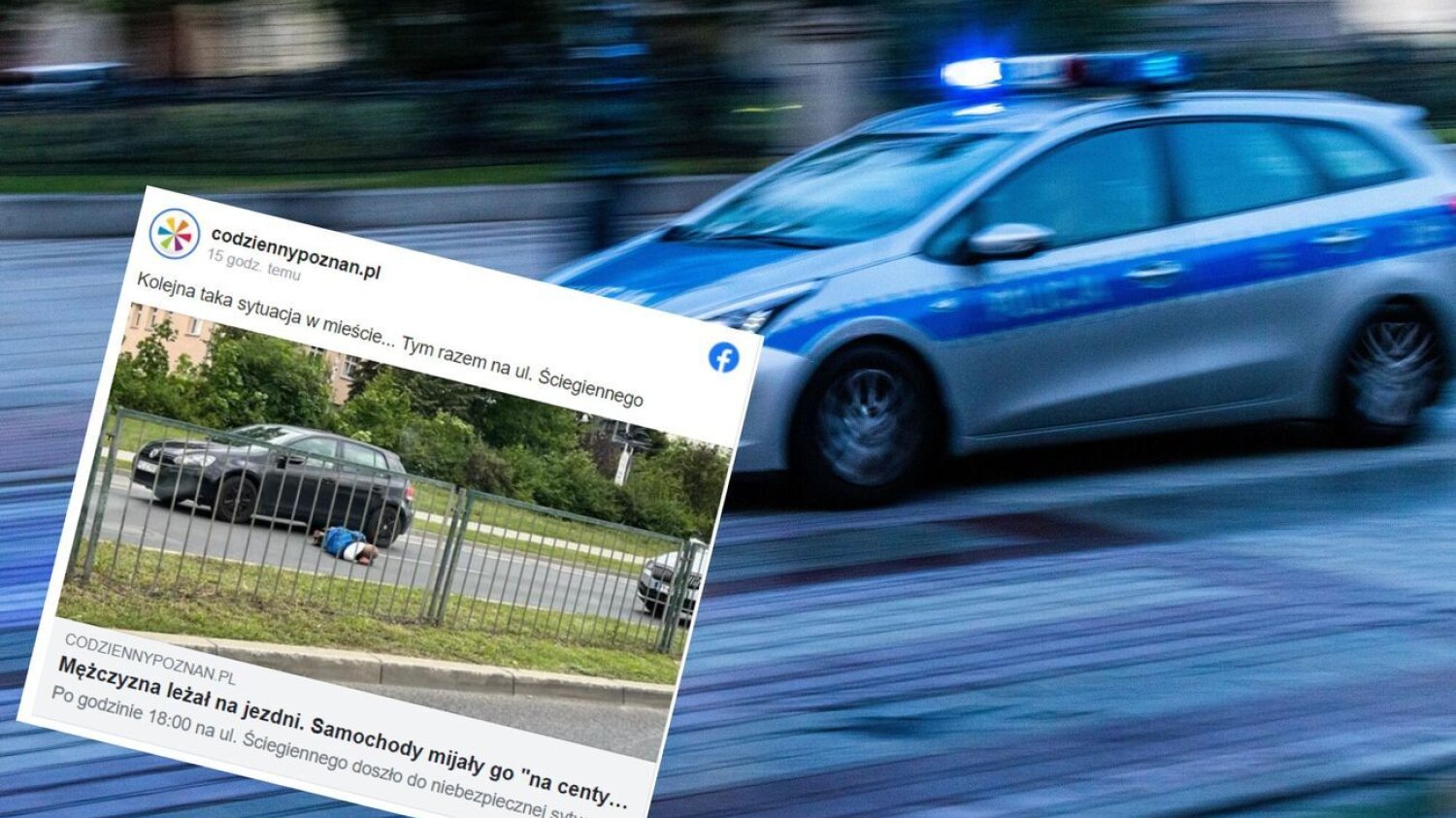 Pijany mężczyzna leżał na środku drogi.