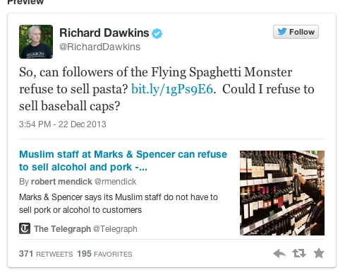 Richard Dawkins krytykuje poprawność polityczną sieci Marks & Spencers