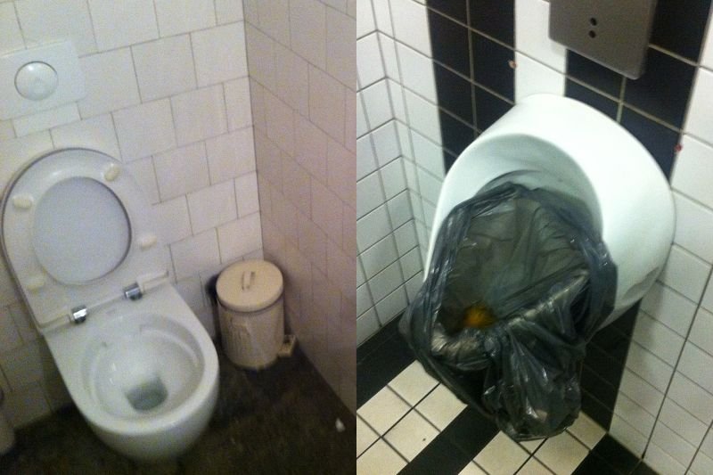 Tak wyglądają toalety w eleganckim warszawskim centrum handlowym i modnym, ekskluzywnym bistro.