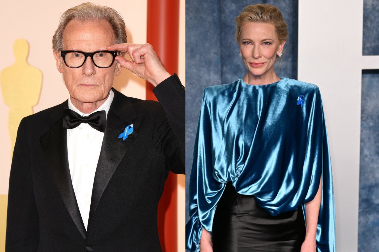 Cate Blanchett i Bill Nighy pojawili się z przypiętymi do strojów niebieskimi wstążkami.