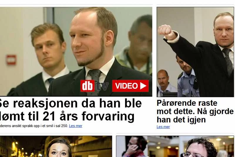 Anders Breivik podczas ogłaszania wyroku