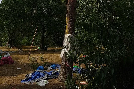 Teren po Pol'and'Rock Festival 2019. W imprezie wzięło udział kilkaset tysięcy fanów muzyki i dobrej zabawy.