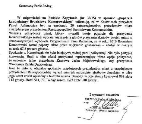 Odpowiedź Ratusza na pytanie radnego PiS.