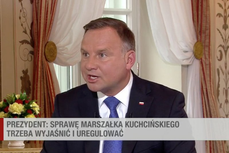 Prezydent Andrzej Duda w Polsat News o prywatnych lotach marszałka Kuchcińskiego