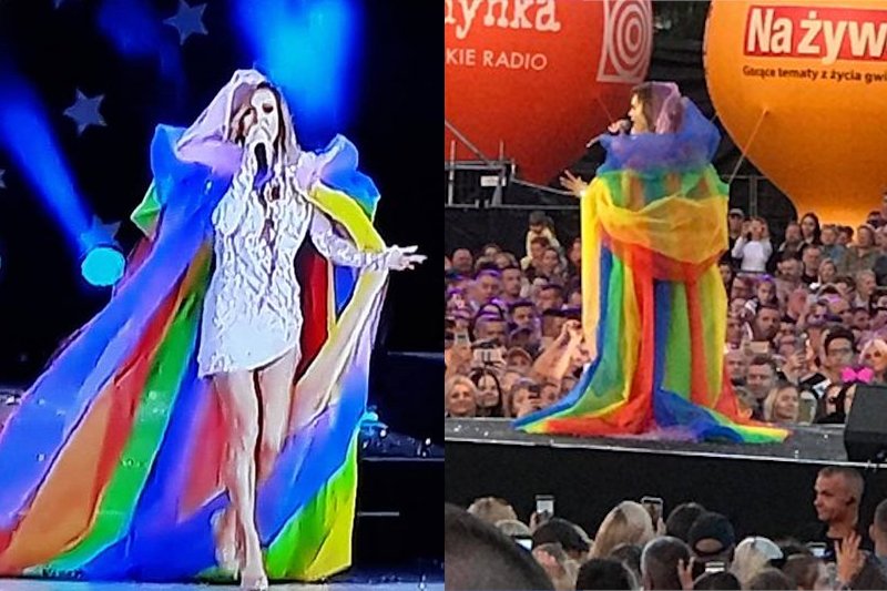 Doda wystąpiła w Białymstoku w srebrnej sukience i tęczowej pelerynie