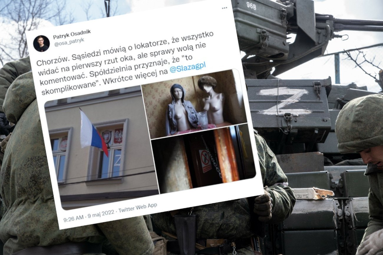 57-latek z Chorzowa wywiesił za oknem flagę Rosji. Interweniowała policja