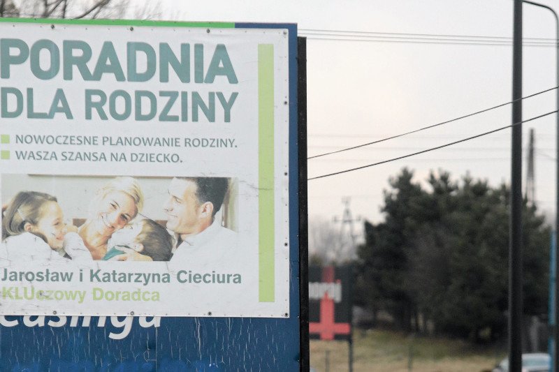 Reklama jednej z poradni, zajmujących się chrześcijańskimi sposobami leczenia niepłodności