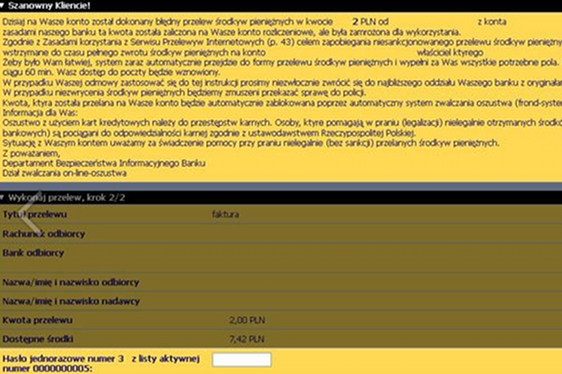 Taki komunikat wyświetlał się niektórym internautom korzystającym z mBanku.