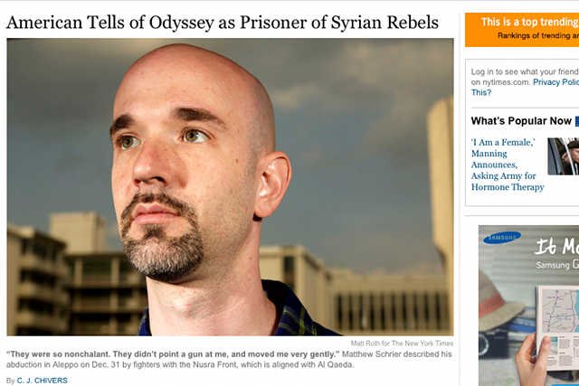 35-letni Matthew Schrier podzielił się z mediami swoją historią z Syrii.