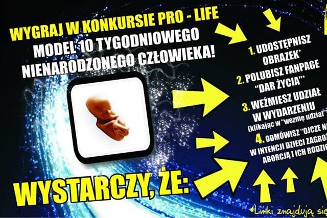 Tak według pro-liferów wygląda konkurs z atrakcyjną nagrodą.