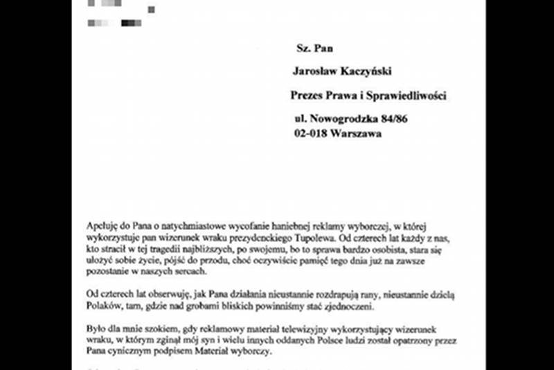 List ojca Sebastiana Karpiniuka do Jarosława Kaczyńskiego