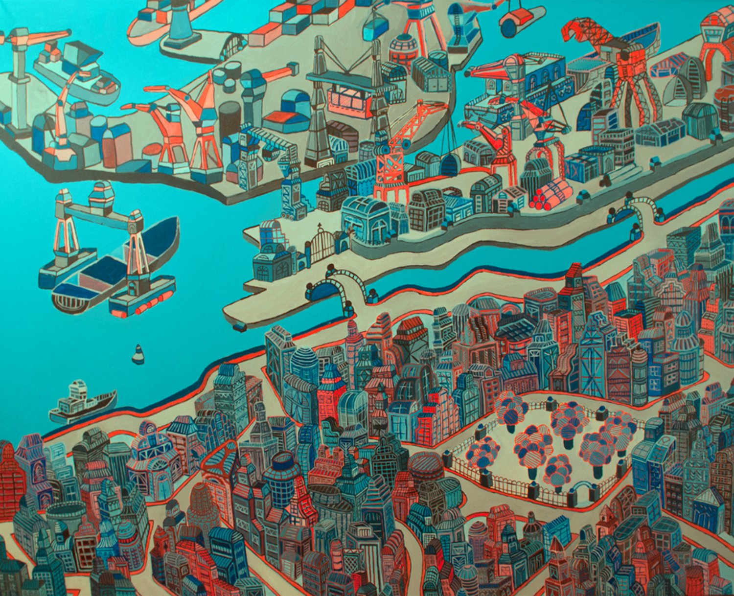 jarosław kalinowski, port, akryl na płótnie, 100x140, 2012 Gdzie? w MiTo