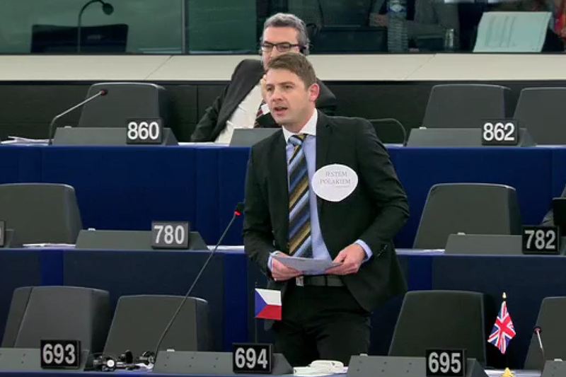 Podczas debaty Parlamentu Europejskiego w sprawie Polski.