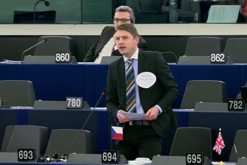 Podczas debaty Parlamentu Europejskiego w sprawie Polski.