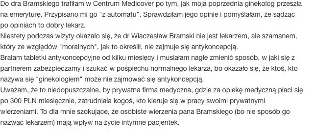 Opinia jednej z pacjentek