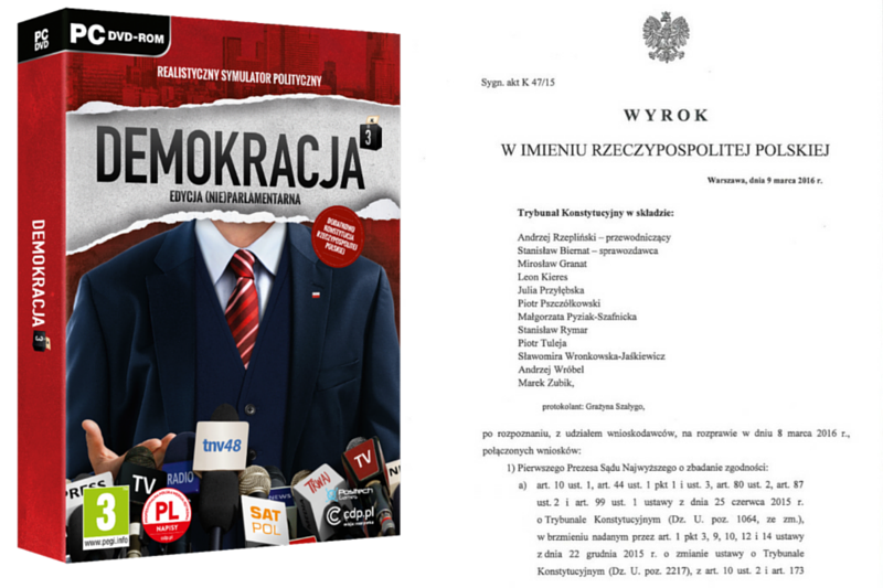 22 kwietnia 2016 roku na polskim rynku zadebiutowała ekskluzywna edycja kolekcjonerska gry "Demokracja 3", do której przygotowano scenariusze poruszające aktualne wydarzenia w polskiej polityce