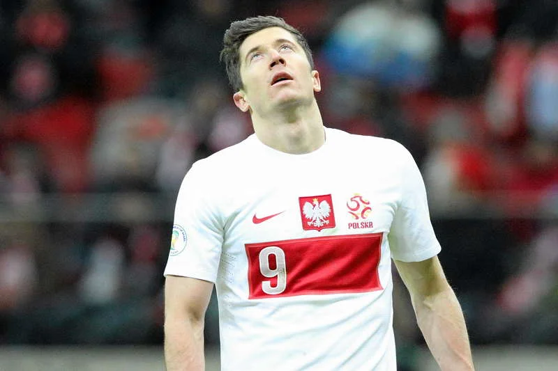 Robert Lewandowski podczas meczu Polska - Ukraina