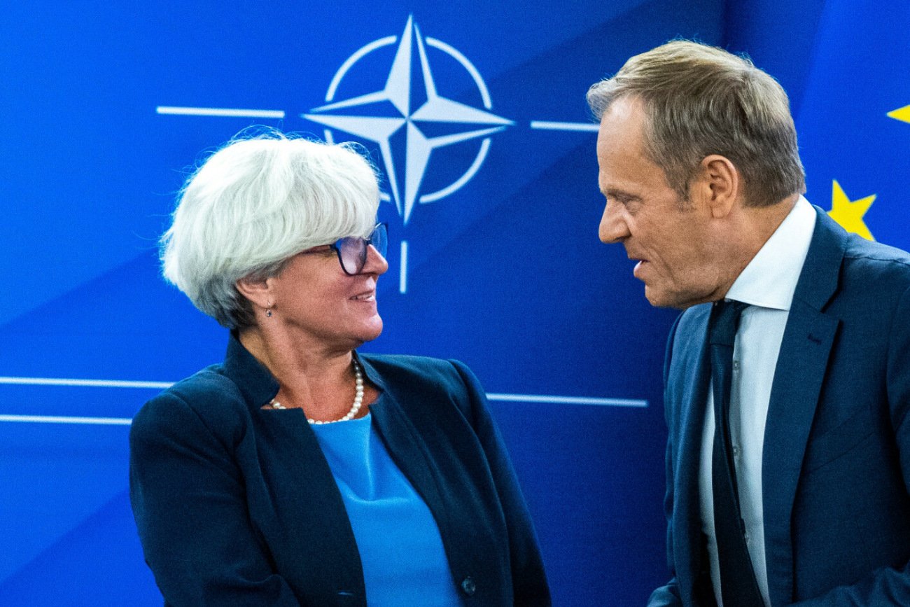 Posłanka Koalicji Obywatelskiej Joanna Kluzik-Rostkowska i przewodniczący PO Donald Tusk.
