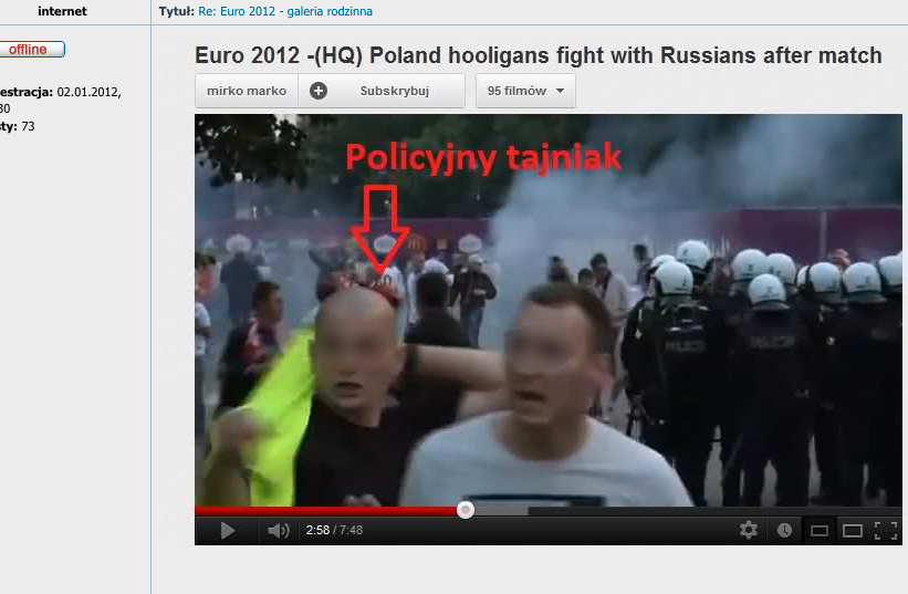 Zrzut z internetowego forum kibiców, na którym wyszykują policyjnych tajniaków