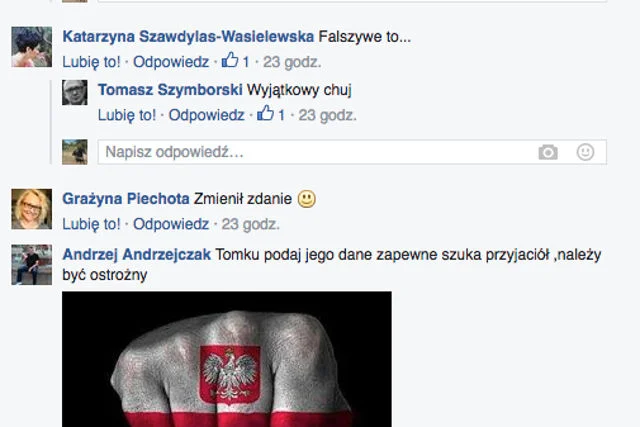 Tomasz Szymborski w komentarzu pod tekstem twierdzi, że nie nazywał nikogo ch...m. Fakty temu przeczą.