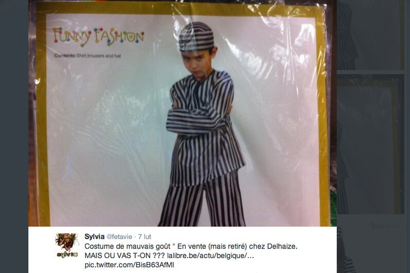 Stroje karnawałowe przypominające pasiaki więźniów obozów koncentracyjnych w belgijskich sklepach